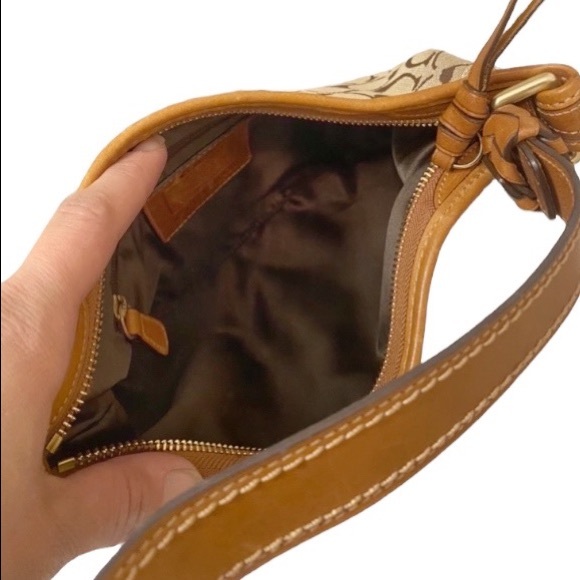 Coach Bags Coach Small Brown Canvas Signature Shoulder Bag Poshmark